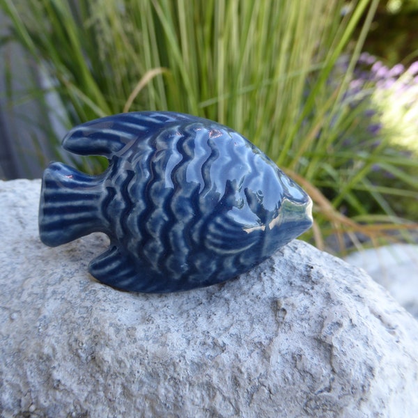 Nautical Blue Ceramic FISH Knob  Bluegill Tropical Decorative Dresser Drawer Pull - Fishing Fisherman Cabin Coastal Nature Home Decor