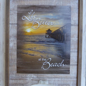 Life is Better at the Beach Wood & Metal Framed Sign And Wall Dock Cleat Hook ~ Wall Hanging  ~ Rustic Nautical Coastal Beach House Decor