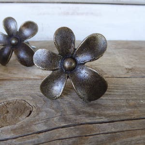 Oil Rubbed Bronze Metal FLOWER Knob Drawer Pull - Whimsical Rustic Floral Romantic Country Fixer Upper DIY Home Decor