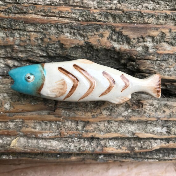 Aqua Ceramic Fish Knob Bass Perch Trout Decorative Dresser Etsy