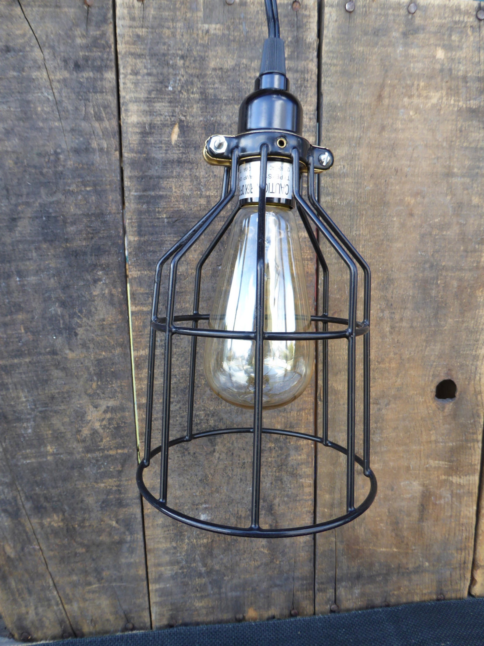 Hanging Black Metal Wire Cage Basket Pendant Light Fixture Etsy