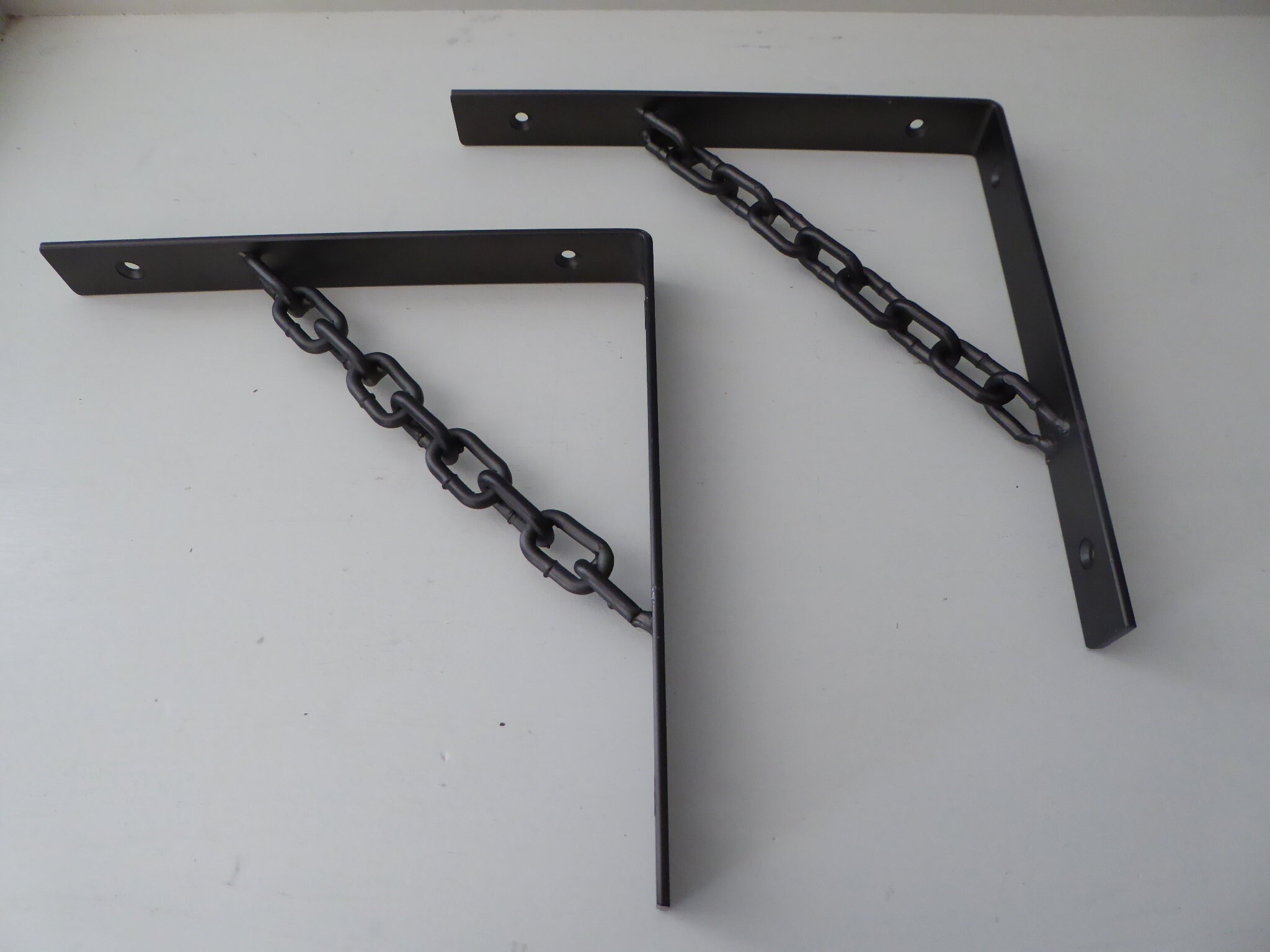 Set of 2 CHAIN LINK Shelf Brackets 6 x 6 Cast Iron Rustic Etsy