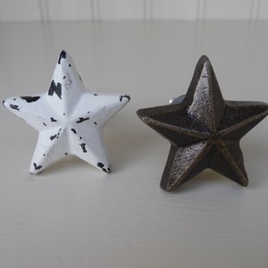 Rustic Western STAR Knobs Distressed White or Antique Bronze Drawer Pulls Patriotic Cabinet Shabby Chic Home Decor image 2