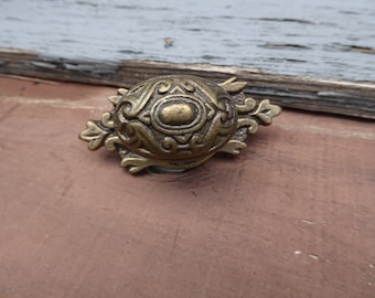 Antique Brass Color Oval Knob with Backplate Drawer Pull knob ~ Urban Farmhouse Romantic Country BoHo Cottage Vintage Inspired