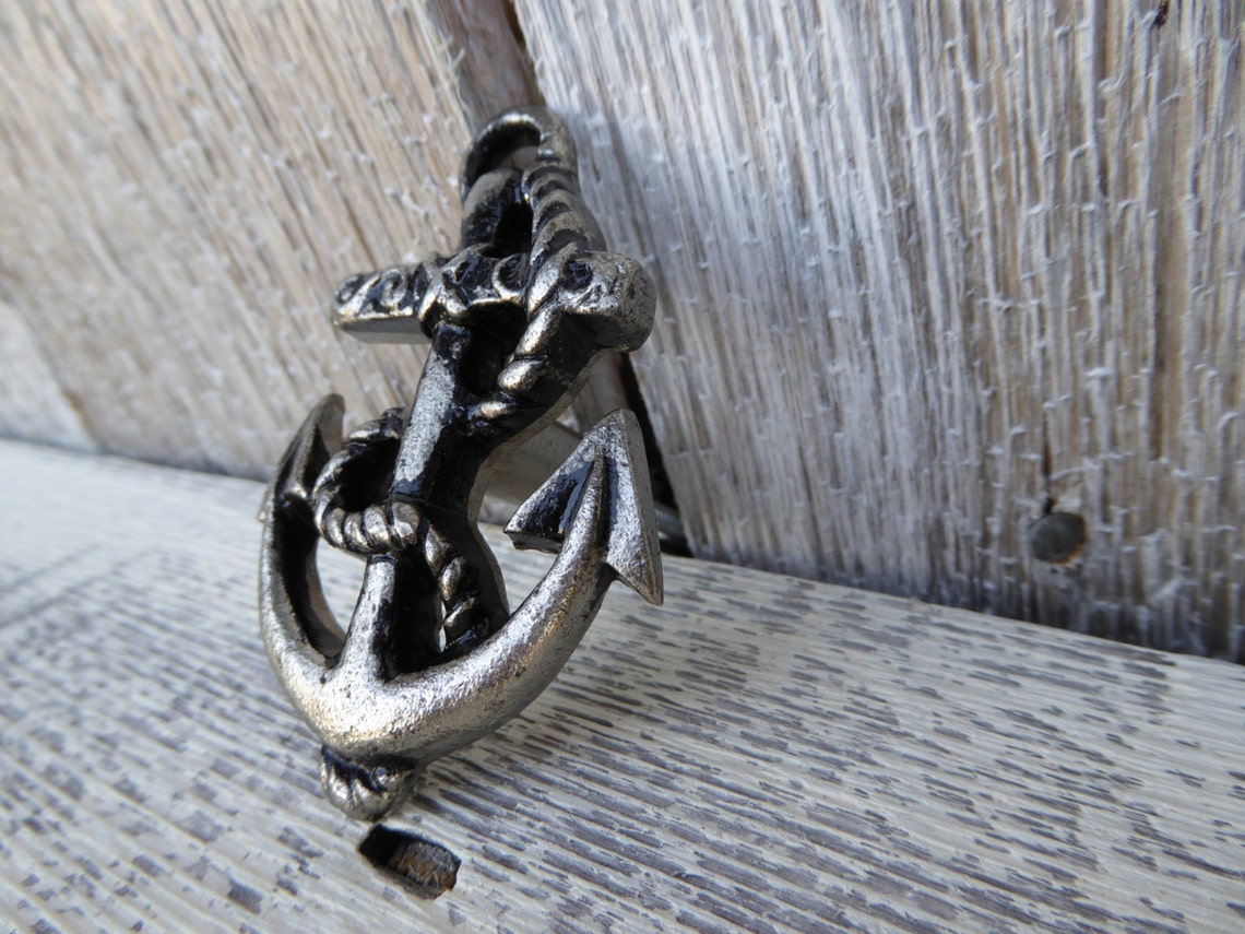 Ship Boat ANCHOR Knob Antique Silver Pewter Decorative Etsy