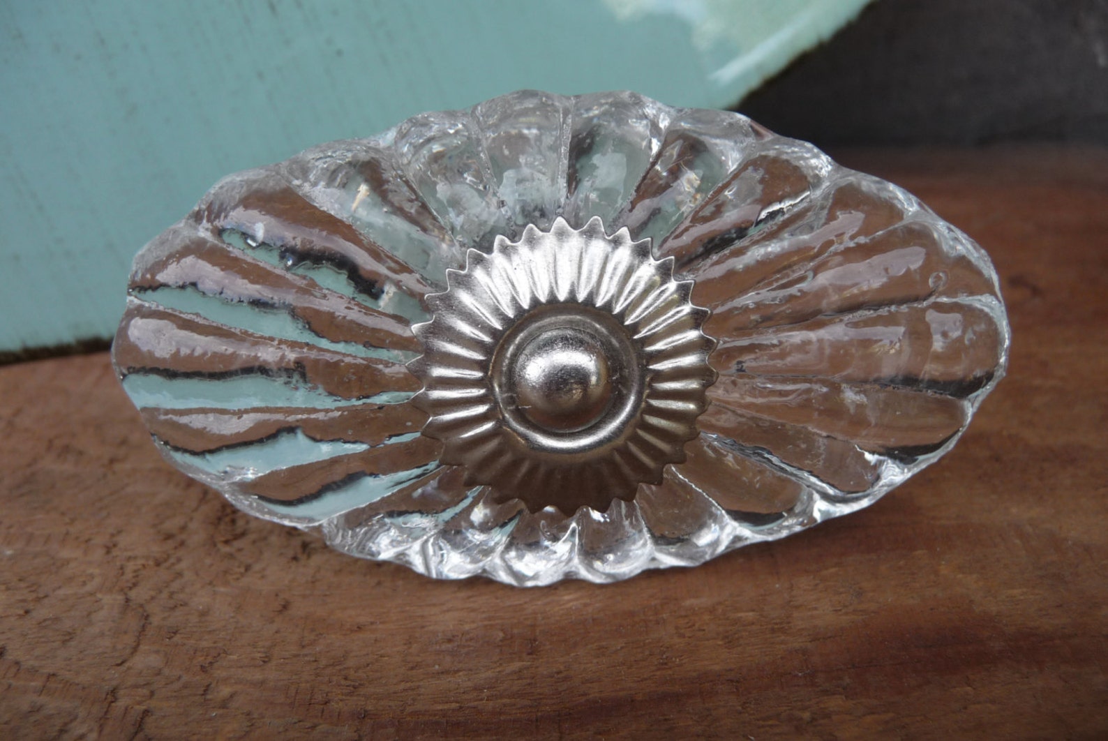 Clear Oval SCALLOPED CUT Crystal Glass Knob Drawer Pull Etsy