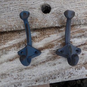 Rustic Coastal Double WALL HOOK  Distressed Gray or Blue Organization Closet Coat Nautical Chippy Rustic Farmhouse