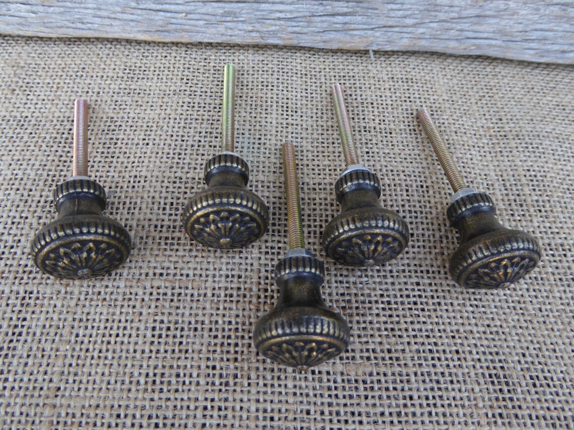 Solid Brass Flower Cabinet Knob: Dresser Pull, Furniture Knob