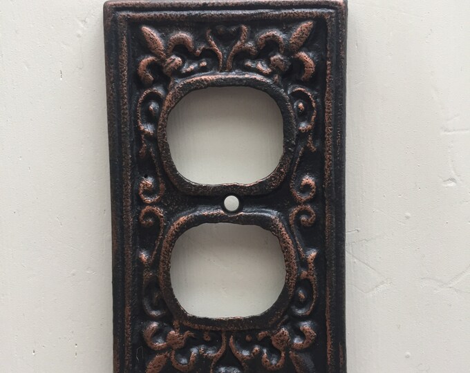 Vintage Style Cast Iron Outlet Cover Plate Oil Rubbed Bronze or Iron