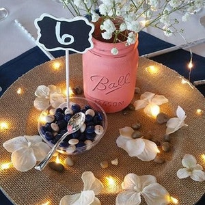 Burlap Charger Plate with Firefly Lights Rustic Wedding Centerpiece - Holiday Party Table Home Decor