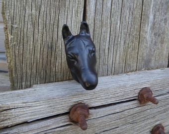 HORSE Head Black Metal Knob Pony Farm Ranch Animal Cabinet Drawer Pull Home Decor