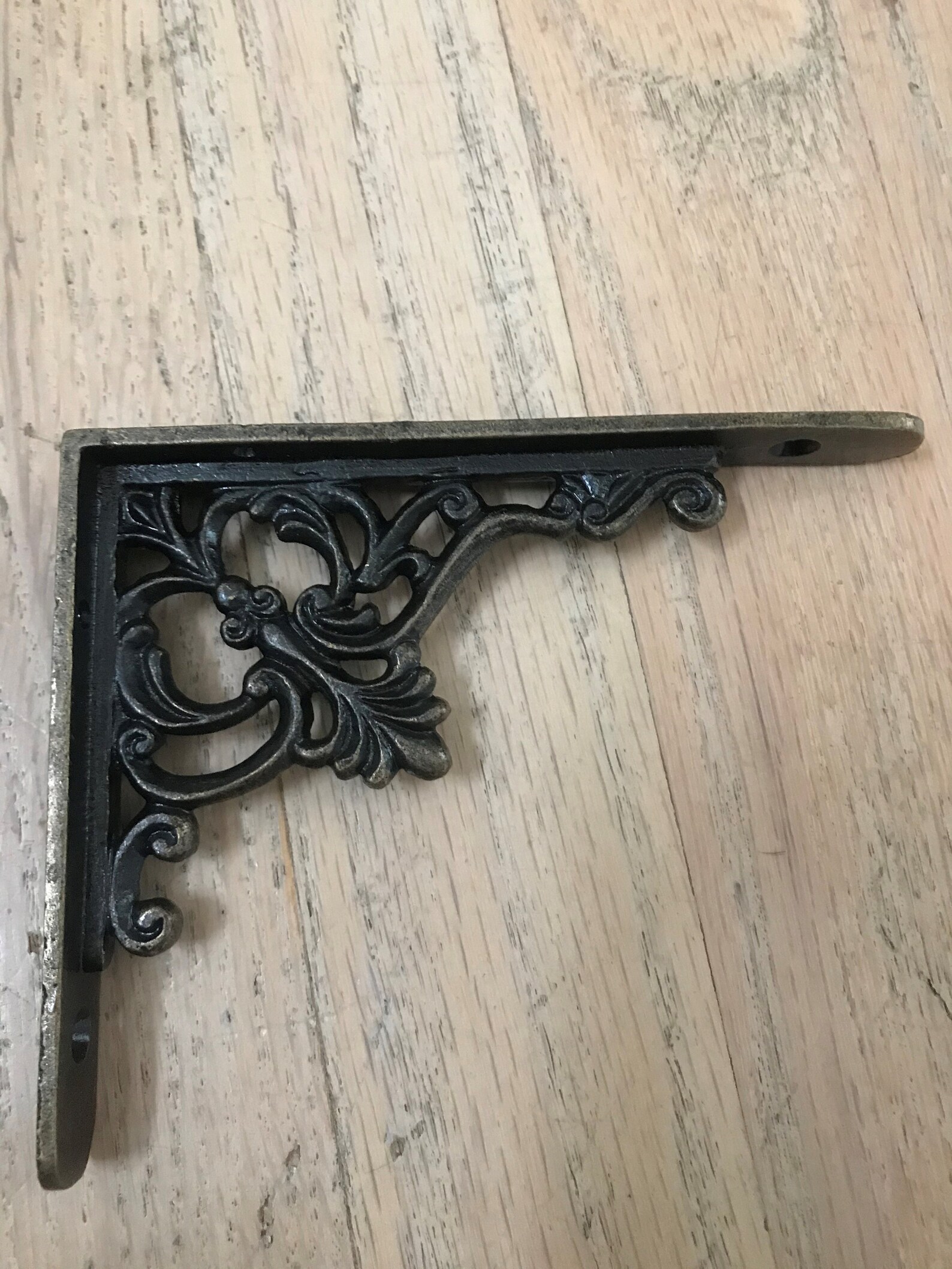 Set of 2 Small Oil Rubbed Bronze Floral Ornate Shelf Brackets Etsy