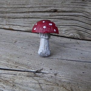 Red and White Spotted Mushroom Knob Drawer Pull Fairy Garden Fun Unique Whimsical Home Decor Hardware