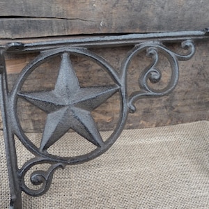 Set of 2 WESTERN STAR Brackets - Cast Iron Shelf Brackets - Farmhouse Choose Iron or White Texas Rustic - Wall Decor - Corner Trims - Home