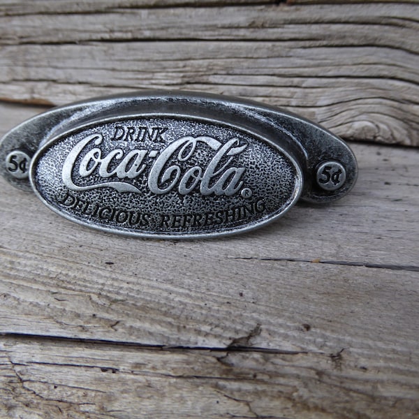 Drink Coca Cola Coke Metal Cup Handle Drawer Pull Knob Retro Vintage Style 5 cent