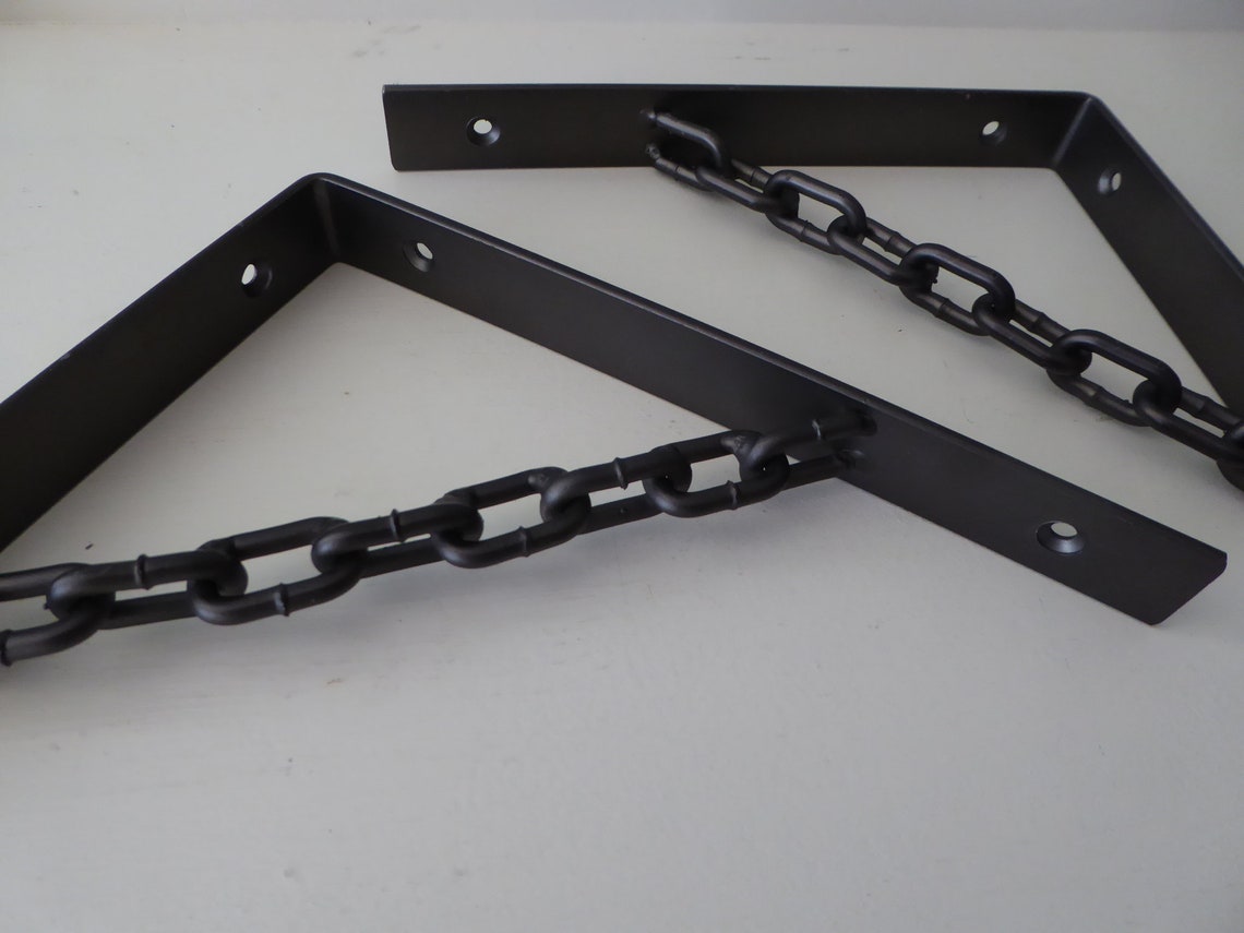 Set of 2 CHAIN LINK Shelf Brackets 6 X 6 Cast Iron Rustic Etsy