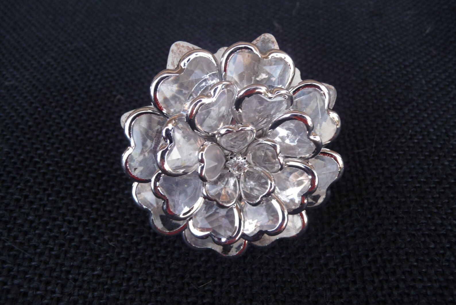 Large Silver HEART Rhinestone Crystal FLOWER Knob Drawer - Etsy