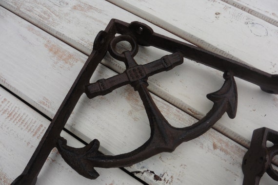Nautical Anchor Cast Iron Wall Shelf Brackets Set of 2 Home Rustic Decor