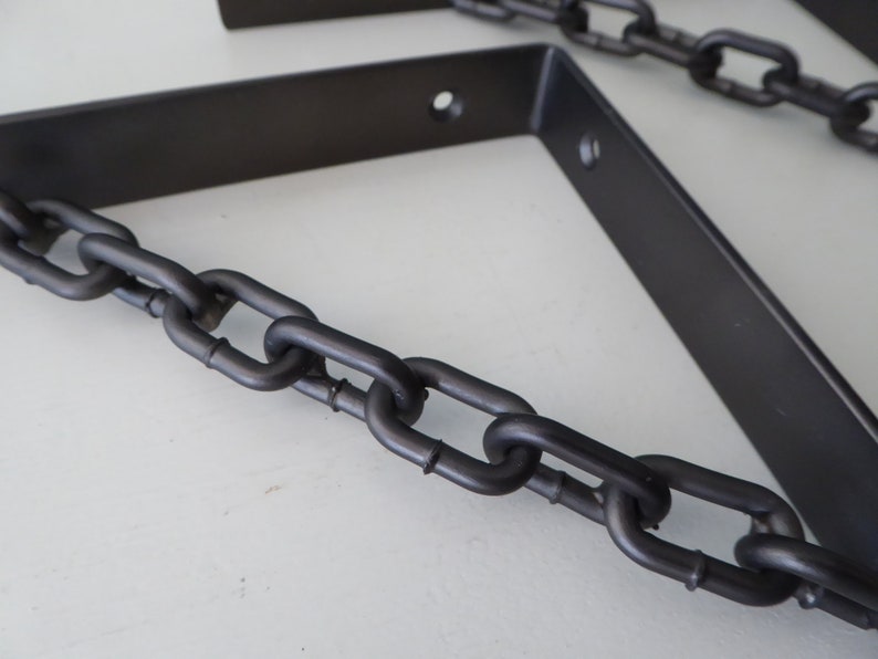 Set of 2 CHAIN LINK Shelf Brackets 6 X 6 Cast Iron Rustic Etsy