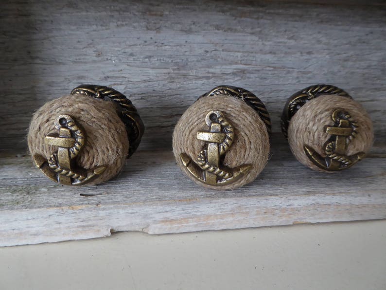 Ship Boat ANCHOR Knob Jute Rope Metal Knob Dresser Drawer Etsy