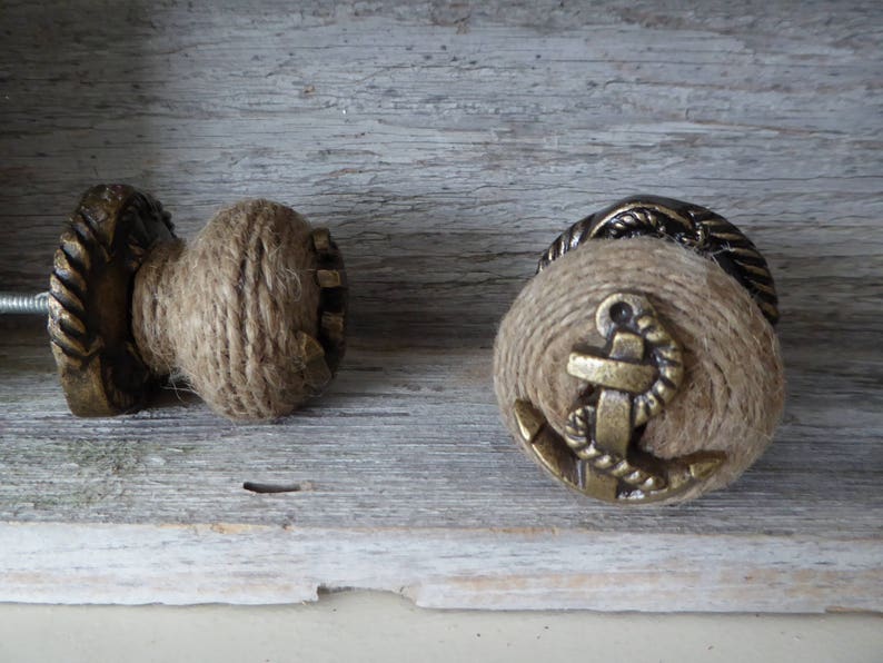 Ship Boat ANCHOR Knob Jute Rope Metal Knob Dresser Drawer Etsy