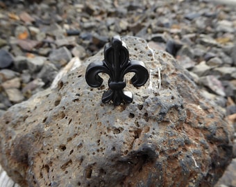 Solid Black Metal Fleur-Di-Lis Knob Drawer Pull Medieval Castle Old World Hardware DIY Project