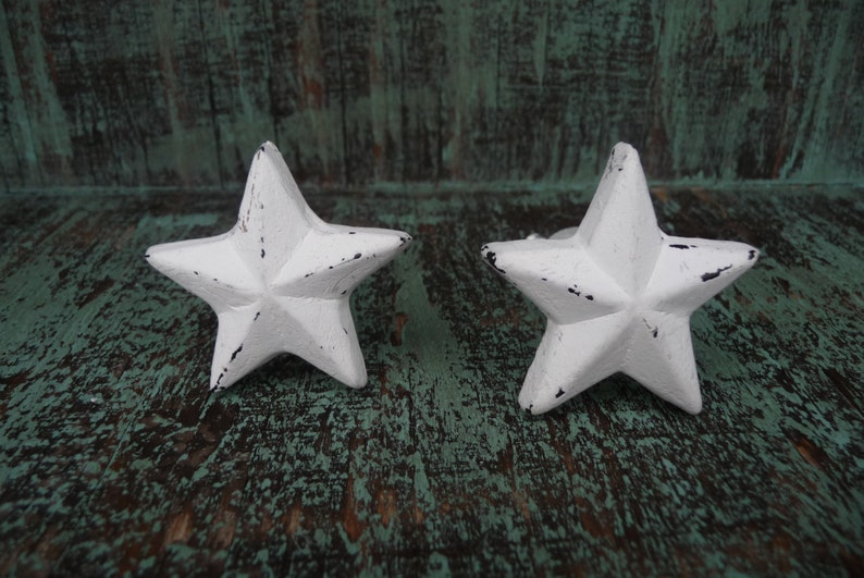 Rustic Western STAR Knobs Distressed White or Antique Bronze Drawer Pulls Patriotic Cabinet Shabby Chic Home Decor image 5