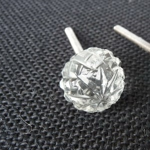 Small Etched Clear Glass Knob Drawer Pull ~ Shabby Chic - Rustic Romantic Country Dresser Cabinet