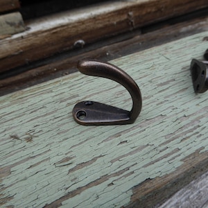 Small Bronze Metal Single Wall J Hook Sleek Industrial Urban Farmhouse  Hardware Home Decor
