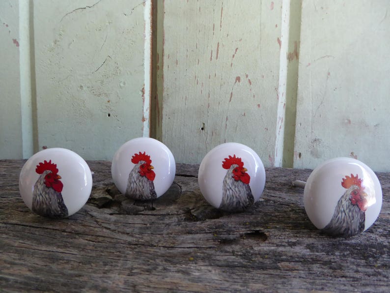 Rooster Chicken Ceramic Drawer Pull Knob Country Farm Animal Etsy
