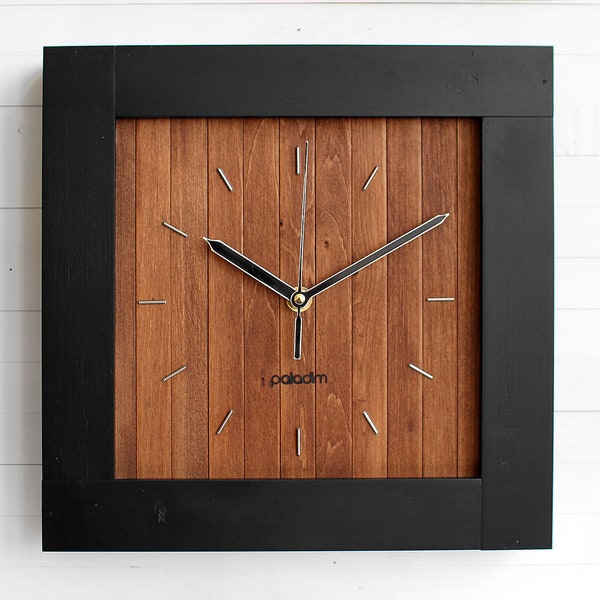Large Wall Clock, Yellow Wall Clock, Square Clock, Wooden Wall Clock, Minimalist Clock, Big Wood Clock, Modern Wall Clock, Wood Clock,