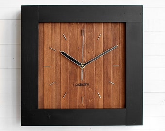 Large Wall Clock, Yellow Wall Clock, Square Clock, Wooden Wall Clock, Minimalist Clock, Big Wood Clock, Modern Wall Clock, Wood Clock,