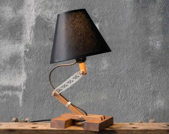 Industrial Table Lamp, Wooden Lamp, Bedside Lamp, Modern Table Lamp, Pair Of Home Lamps, Industrial Style, Bedroom Night Lamp, Family Gift