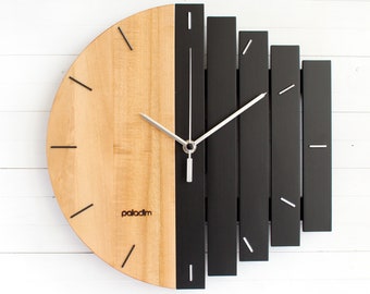 The MIXOR 12" - Industrial Wall Clock, Unique Wall Clock, Home Gift Clock, Component Clock, Wood Clock, Abstract Style, Industrial Decor