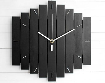 Black Component Wall Clock 12" - The ROMB - Industrial Modern Home or Office Wooden Decor, Housewarming Gift, Man Cave Gift