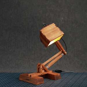 Desk Lamp KRAN, Adjustable Industrial Light for Office or Home, Wooden Engineer Task Lamp, Sophisticated Design, Custom Boyfriend Geek Gift image 6