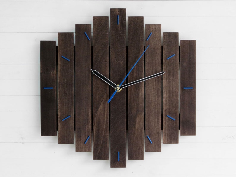 Wall Clock Wooden Clock Black Clock Hanging Clock Wall Etsy