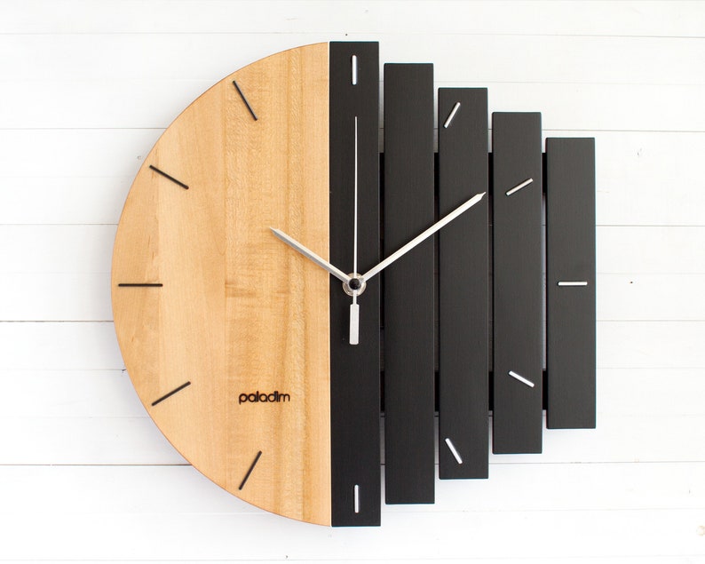 The MIXOR 12' - Industrial Wall Clock, Unique Wall Clock, Home Gift Clock, Component Clock, Wood Clock, Abstract Style, Industrial Decor 