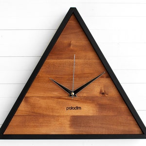 Modern Clock Triangle Wood Wall Clock Ideal for Your Geometric Decor Satin Black