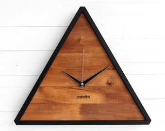 Modern Clock – Triangle Wood Wall Clock Ideal for Your Geometric Decor