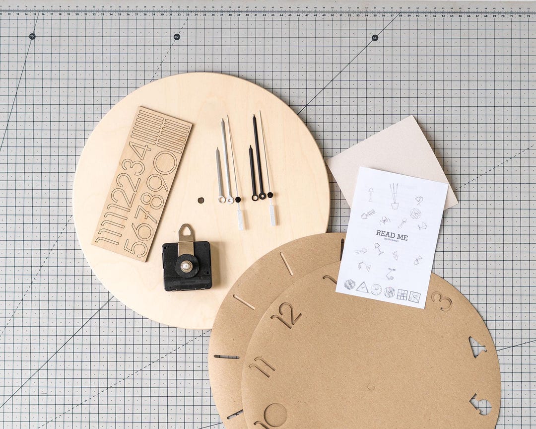 DIY Wood Wall Clock Kit 12/30cm Unfinished Plywood Craft Set for