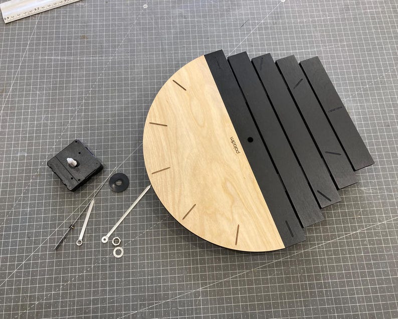 Industrial Wall Clock Laser Cut File: DIY Plywood Design (digital ...