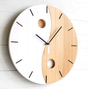 Yoga Wall Clock ZEN 12, TAO/DAO Yin Yang Wood Clock, Spiritual Wall Clock for Meditation Room, Modern Art Round Wooden Clock image 2