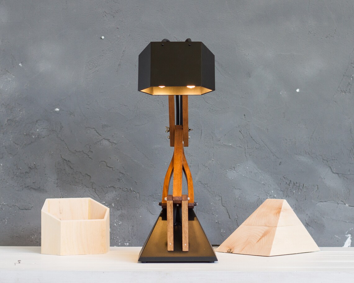 Unique Industrial Adjustable Desk Lamp the MASHINA Custom Etsy