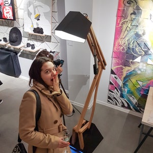 Smart LED Floor Wood Lamp, Wifi App Control, Articulated Robotic Wooden Light, Oversized Unique Light Sculpture, Artistic Futuristic Lamp image 9