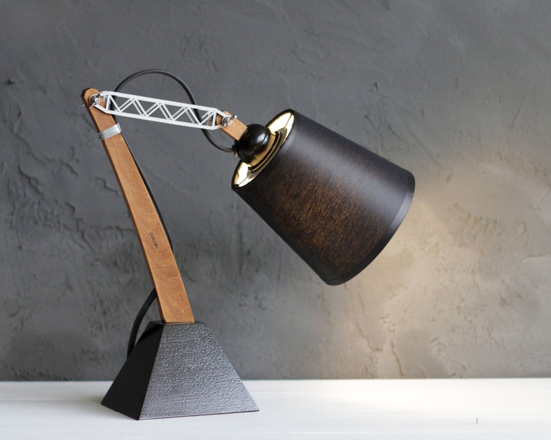 Articulated Wooden Lamp Industrial Bedside Bedroom Lighting Etsy
