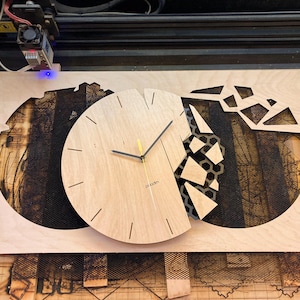 Original Wall Clock Digital Design for Laser Cutting - Shattered Time ...