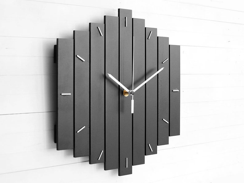 Component Wooden Wall Clock 12 The ROMB Industrial Modern Home or Office Decor, Housewarming Gift image 6