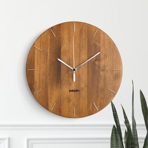 Wooden Round Wall Clock 12 The OVAL Modern/Contemporary Industrial Style Home and Office Decor, Housewarming Gift image 1