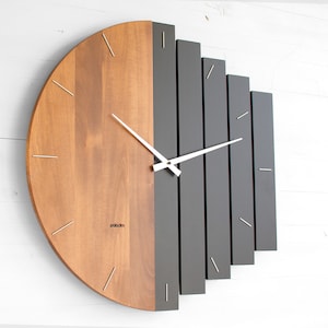 60cm / 24 Oversized Industrial Style Wall Clock, Big Round Wooden Massive Design Office, Restaurant, Hotel Clock Wall Decor, Giant MIXOR image 3